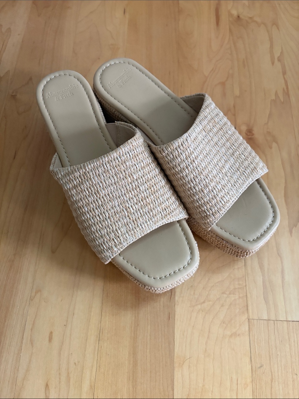 Abercrombie & Fitch Neutral Woven Slide Mules
